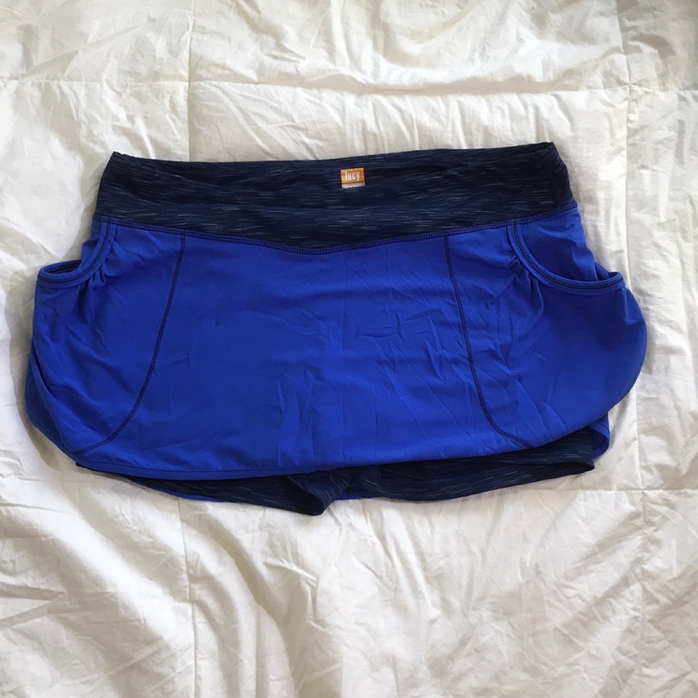 Lucy Tech Tennis Running Skirt Skort sz L Blue